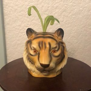 Vintage Tiger head ceramic planter - made in Japan